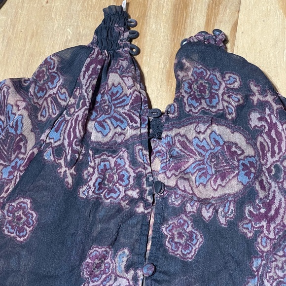 Free People Sheer Paisley Forget Me Not Moonstruck Bohemian Mini Dress XS @B4 - Picture 5 of 10